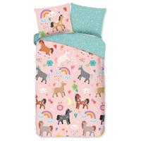 Dekbedovertrek Katoen Rainbow Horses Natuur & Dieren 140x200 Cm Ademend & Verkoelend Good Morning - Dekbed-Discounter.nl