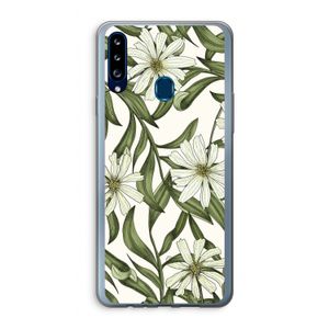 Wit bloemenpatroon: Samsung Galaxy A20s Transparant Hoesje