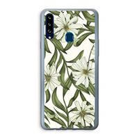 Wit bloemenpatroon: Samsung Galaxy A20s Transparant Hoesje