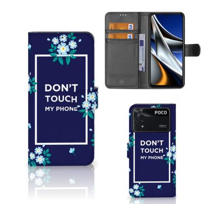 Xiaomi Poco X4 Pro 5G Portemonnee Hoesje Flowers Blue DTMP Xiaomi Poco X4 Pro 5G Portemonnee Hoesje Flowers Blue DTMP