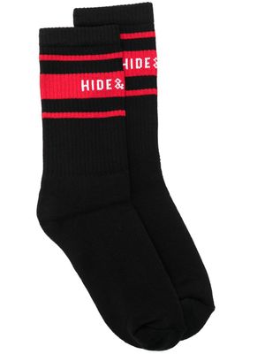 Hide&Jack chaussettes nervurées à bande logo - Noir