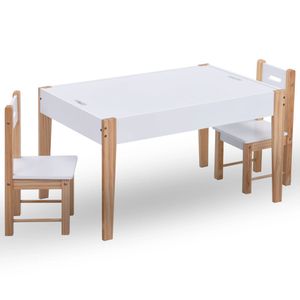 3-delige Kindertafel- en stoelenset krijtbord zwart en wit