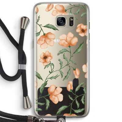 Peachy flowers: Samsung Galaxy S7 Edge Transparant Hoesje met koord