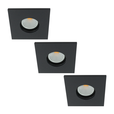Set 3x Camilla LED spot compleet (incl. lichtbron) GU10 COB 5Watt vierkant ZWART IP65 dimbaar
