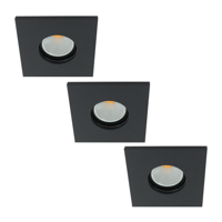 Set 3x Camilla LED spot compleet (incl. lichtbron) GU10 COB 5Watt vierkant ZWART IP65 dimbaar