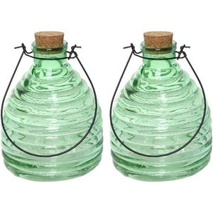 2x Wespenvangers/wespenvallen groen 17 cm van glas