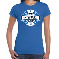 Have fear Scotland is here / Schotland supporter t-shirt blauw voor dames