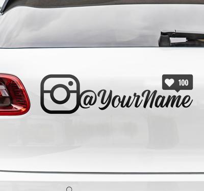 Autosticker op maat instagram naam jeugdstijl voor auto