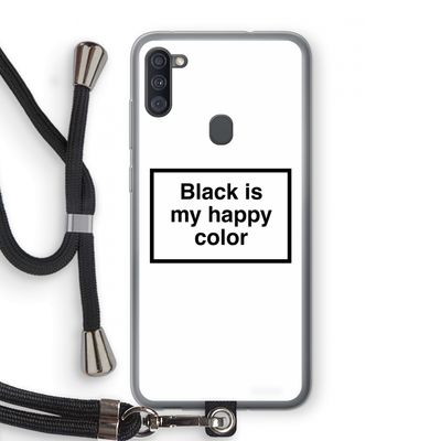 Black is my happy color: Samsung Galaxy A11 Transparant Hoesje met koord