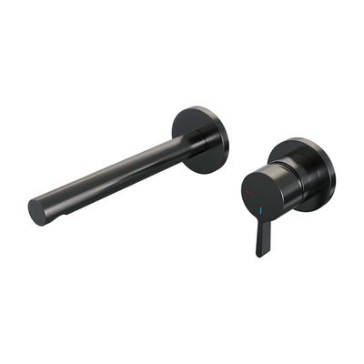 Brauer Gunmetal Edition Wastafelmengkraan inbouw - rechte uitloop links - hendel middel dik - model E 1 - PVD - geborsteld gunmetal 5-GM-004-S1-65