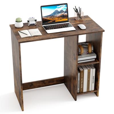 Kleine Bureau met 2 Vakken Computerbureau Kantoortafel Pc-tafel 80 x 40 x 74 cm Bruin