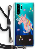 Roze eenhoorn: Huawei P30 Pro Transparant Hoesje met koord