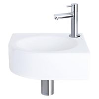 Differnz Cleo fonteinset - 30x30x10cm - Kwartrond - 1 kraangat - Recht chromen kraan - Keramiek Wit 38.401.12