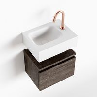 Toiletmeubel Mondiaz Andor | 40 cm | Meubelkleur Dark brown | Lex vrijhangend wastafel Talc Links | 1 kraangat Toiletmeubel Mondiaz Andor | 40 cm | Meubelkleur Dark brown | Lex vrijhangend wastafel Talc Links | 1 kraangat