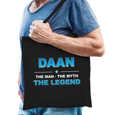 Naam cadeau tasje Daan - the Legend - zwart - voor heren - katoen Naam cadeau tasje Daan - the Legend - zwart - voor heren - katoen