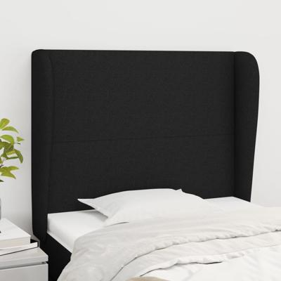 Hoofdbord met randen 83x23x118/128 cm stof zwart