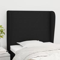 Hoofdbord met randen 83x23x118/128 cm stof zwart