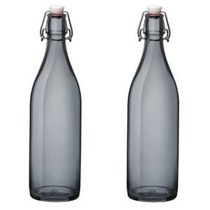 3x stuks waterfles met grijze beugeldop 1 liter