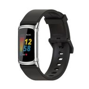 FitBit Charge 5 & 6 Extra soft siliconen bandje - Zwart + zilveren connector