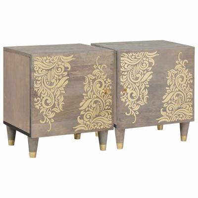Nachtkastje 2 pcs Grijs 40 x 33 x 46 cm massief mangohout
