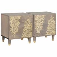 Nachtkastje 2 pcs Grijs 40 x 33 x 46 cm massief mangohout
