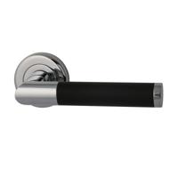 Hardbrass Deurkruk Torino op rozet - chroom/zwart