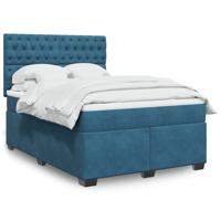 Boxspring met matras fluweel blauw 140x190 cm