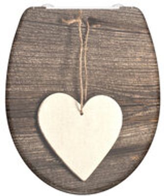Duroplast WC-bril WOOD HEART met soft-close en quick-release lange levensduur: extreem onbreekbaar en krasbestendig comfort en functie: geruisloos sluiten dankzij de automatische valrem praktisc