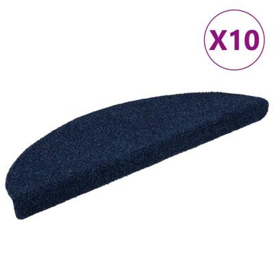 VidaXL Trapmatten zelfklevend 10 stuks 56x17x3 cm marineblauw halfrond