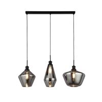 Searchlight Hanglamp Glas Mia 3-lichts zwart met smoke glas 5424-3BK