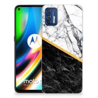 Motorola Moto G9 Plus | TPU | Siliconen hoesje | Marmer Wit Zwart - Origineel Cadeau Man Motorola Moto G9 Plus | TPU | Siliconen hoesje | Marmer Wit Zwart - Origineel Cadeau Man