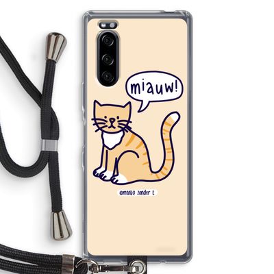 Miauw: Sony Xperia 5 Transparant Hoesje met koord