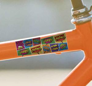 Fiets stickers Kleurrijk stripboekpatroon