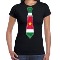 Verkleed T-shirt voor dames - stropdas Suriname - zwart - supporter - themafeest - thumbnail