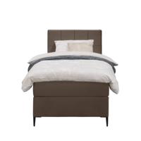Leen Bakker - Boxspring Liv Geblokt - 90x200 Cm - Slanke Poot - Stof/Velvet - Bruin