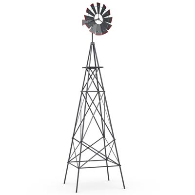 Winmolen Hoogte 253 cm Weerbestendige Windmolen van Metaal Tuindecoratie voor Tuin Erf en Boerderij (Grijs)
