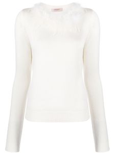 TWINSET faux fur-trim knitted top - Blanc