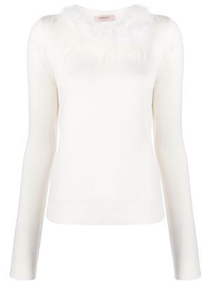 TWINSET haut orné de fourrure artificielle - Blanc