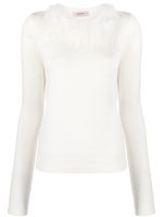 TWINSET faux fur-trim knitted top - Blanc - thumbnail