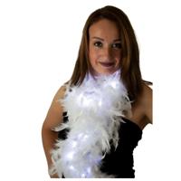 Boa met LED verlichting - Wit - 180 cm - Veren verkleed boa van 50 grams - met batterijen Boa met LED verlichting - Wit - 180 cm - Veren verkleed boa van 50 grams - met batterijen