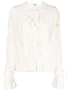 Victoria Beckham blouse en soie à fermeture nouée - Blanc