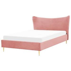 Beliani - CHALEIX - Tweepersoonsbed - Roze - 160 x 200 cm - Fluweel