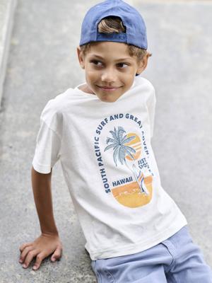 Jongensshirt met grafische motieven ecru