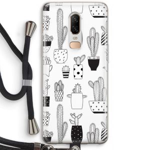 Cactusmotief: OnePlus 6 Transparant Hoesje met koord