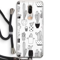 Cactusmotief: OnePlus 6 Transparant Hoesje met koord