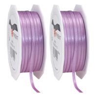3x Luxe hobby/decoratie lila satijnen sierlinten 0,3 cm/3 mm x 50 meter