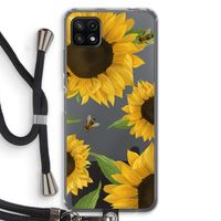 Sunflower and bees: Samsung Galaxy A22 5G Transparant Hoesje met koord