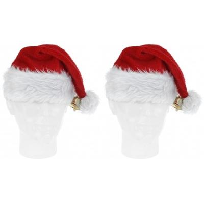 Pluche Kerstmuts - 2x - met bel - voor volwassenen - 57 cm
