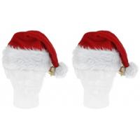 Pluche Kerstmuts - 2x - met bel - voor volwassenen - 57 cm