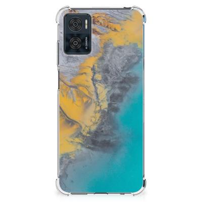 Motorola Moto E22 | E22i Anti-Shock Hoesje Marble Blue Gold Motorola Moto E22 | E22i Anti-Shock Hoesje Marble Blue Gold